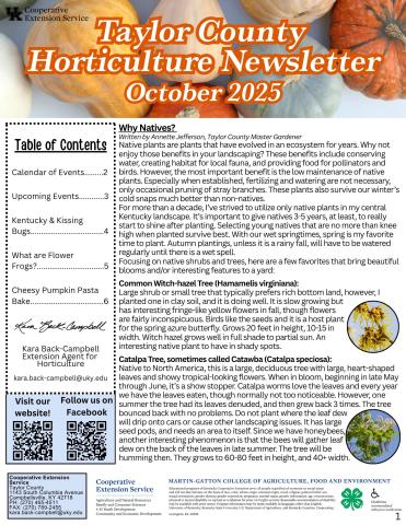 October 2025 Horticulture Newsletter Page 1